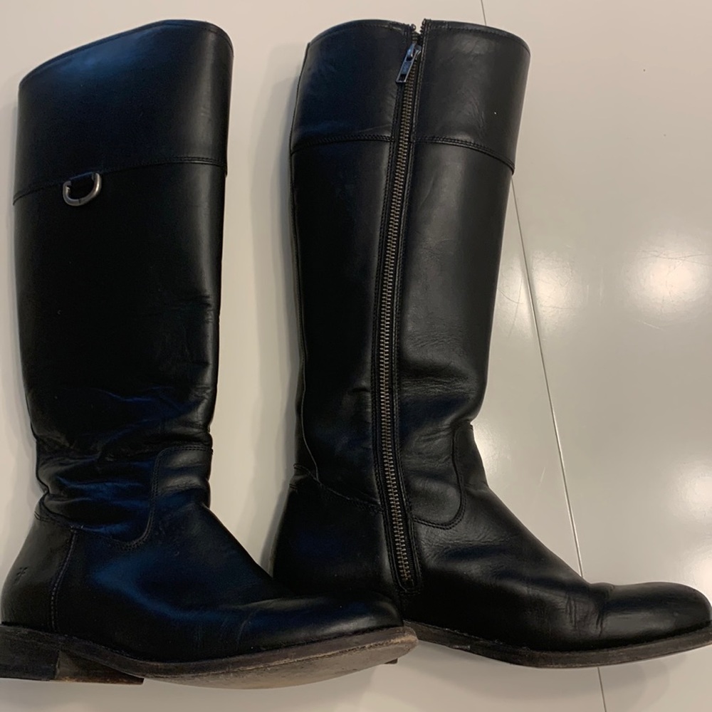 FRYE all leather black riding boots.